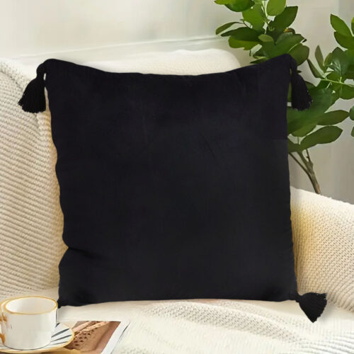 45X Black Vintage Butterfly Pillow Tassel Velvet Square Throw Pillow - Image 3