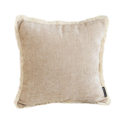 45cm Milk Coffee Chenille Texture Tassel Square Throw pillow