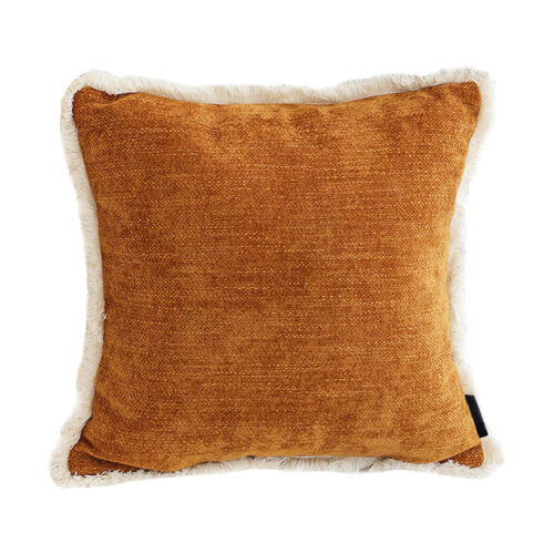 45cm Chenille Texture Tassel Square Sunset Orange Throw Pillow