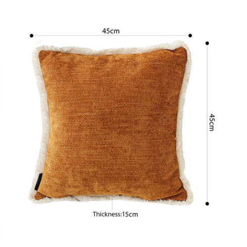 45cm Chenille Texture Tassel Square Sunset Orange Throw Pillow - Image 5