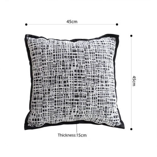45cm Vintage Leopard Print Sofa Black White Grid Wide Edge Square Throw Pillow - Image 5