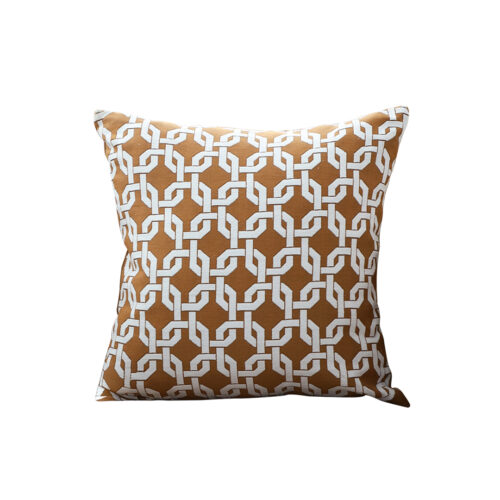 45cm Brown Checkered Chain Jacquard Square Pillow Decorative Cushion for Living Room