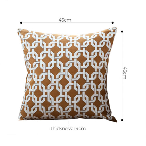 45cm Brown Checkered Chain Jacquard Square Pillow Decorative Cushion for Living Room - Image 5