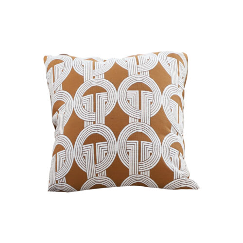 45cm Brown Circular Chain Jacquard Square Pillow Decorative Cushion for Living Room