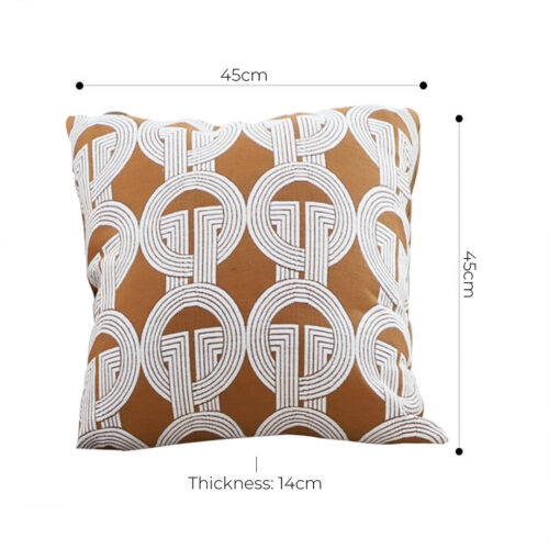 45cm Brown Circular Chain Jacquard Square Pillow Decorative Cushion for Living Room - Image 4