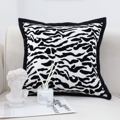 45cm Black White Luxury Cushion Light Mottled Texture Decorative Square Pillow Living Room - Image 2