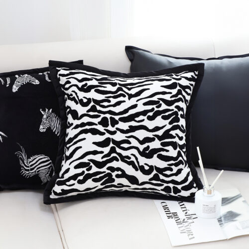 45cm Black White Luxury Cushion Light Mottled Texture Decorative Square Pillow Living Room - Image 4