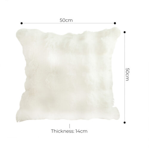 50cm Throw Pillow White Rabbit Fur Cushion Luxurious Soft Decorative Square Pillow for Living Room - Image 5