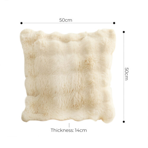 50cm Throw Pillow Light Camel Color with Rabbit Square Cushion for Living Room Decor - Image 4