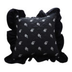 45cm Throw Pillow Black Ruffled Square Decorative Cushion for Rose Lovers Cozy Decor