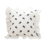 45CM Throw Pillow Black Ruffled Square Decorative Cushion for Rose Lovers Cozy Decor