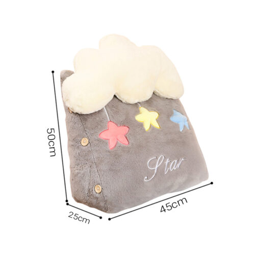 Grey Cute Star Cloud Cushion Soft Leaning Lumbar Wedge Pillow Bedside Plush Decor - Image 6