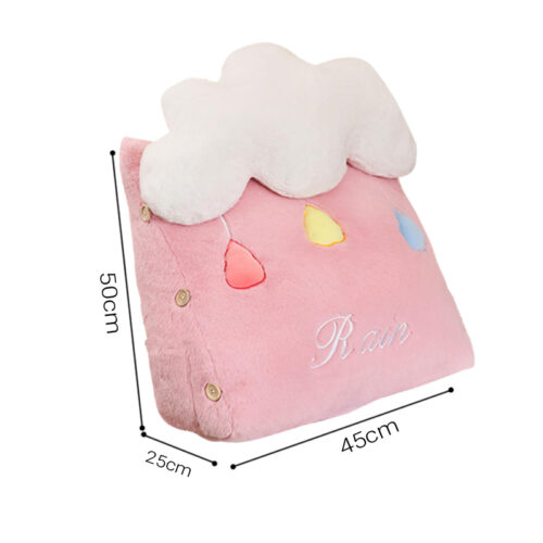 Pink Cute Rain Cloud Cushion Soft Leaning Lumbar Wedge Pillow Bedside Plush Decor - Image 5
