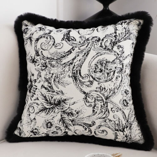 45cm Pillow French Cover Floral Jacquard Woven Decorative Fringe Throw Pillow - Image 3