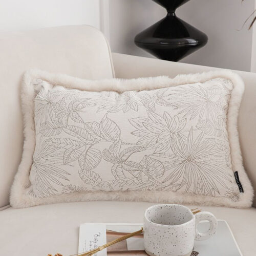 30cm Romantic French Mosley Jacquard Pillow French Jungle Jacquard Raw Edge Waist Throw Pillow - Image 3