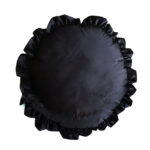 45cm Butterfly Black Vintage Lotus Leaf Edge Round Throw Pillow