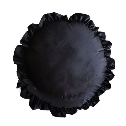 45cm Butterfly Black Vintage Lotus Leaf Edge Round Throw Pillow