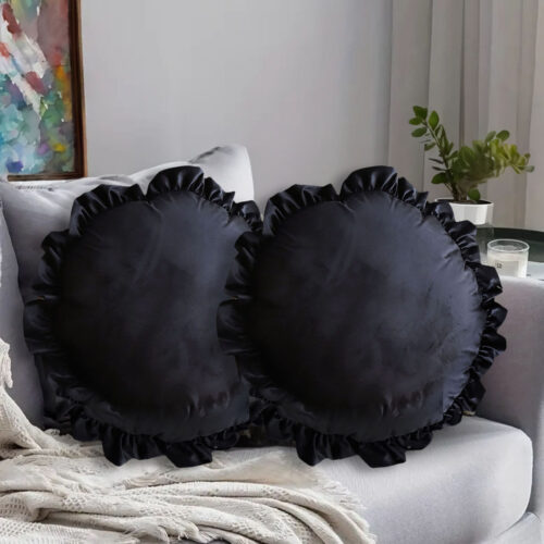 45cm Butterfly Black Vintage Lotus Leaf Edge Round Throw Pillow - Image 4