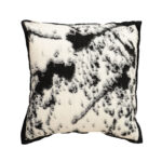 45cm Light Vintage Leopard Print Black White Ink Splatter Wide-Edge SquareThrow Pillow
