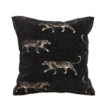 45cm Light Luxury Vintage Leopard Print Square Black Throw Pillow