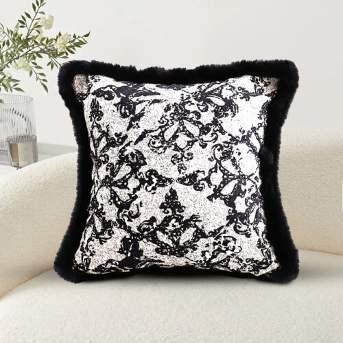 45cm Vintage Black Herringbone Pillowcase Set Square Throw Pillow - Image 3