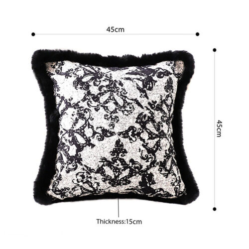 45cm Vintage Black Herringbone Pillowcase Set Square Throw Pillow - Image 5