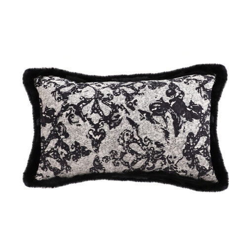 35cm Vintage Black Pillowcase Set Black Herringbone Pattern Lumbar Throw Pillow