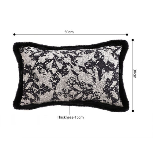 35cm Vintage Black Pillowcase Set Black Herringbone Pattern Lumbar Throw Pillow - Image 5