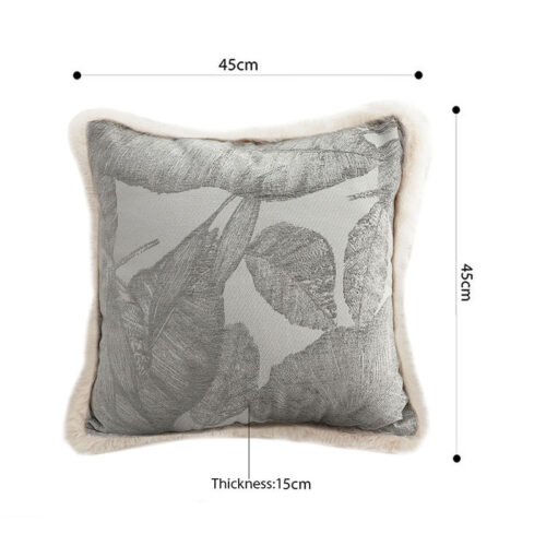 45cm Wabi-sabi Raised Embroidery Leaf Square Throw Pillow - Image 5