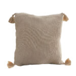 45cm Off-White Wabi-Sabi Raised Pillow Cotton Striped Large Tassel Square Throw Pillow