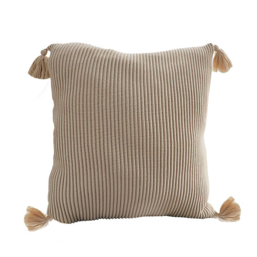 45cm Off-White Wabi-Sabi Raised Pillow Cotton Striped Large Tassel Square Throw Pillow