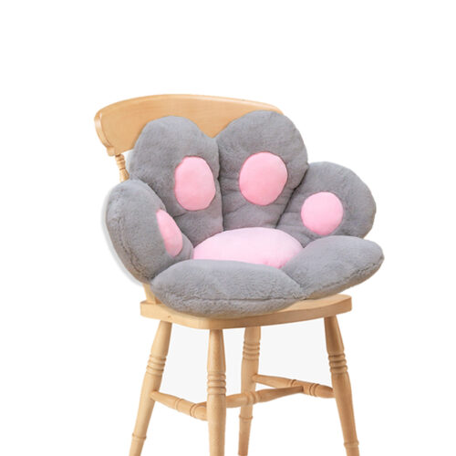 Grey Paw Shape Cushion Warm Lazy Sofa Decorative Pillow Backseat Plush Mat Decor