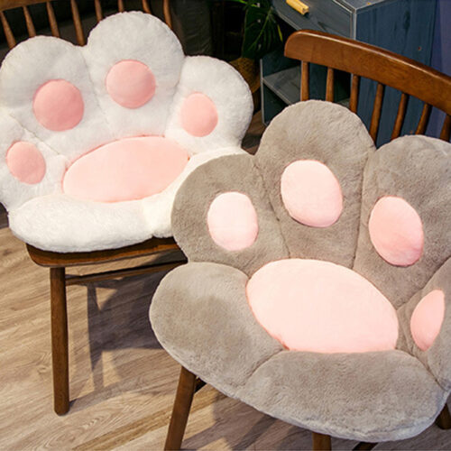 Grey Paw Shape Cushion Warm Lazy Sofa Decorative Pillow Backseat Plush Mat Decor - Image 2