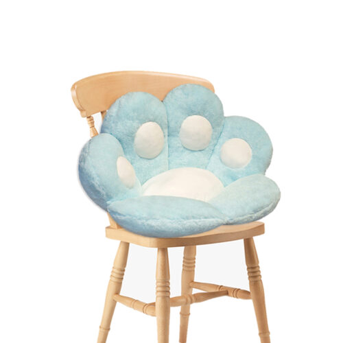 Blue Paw Shape Cushion Warm Lazy Sofa Decorative Pillow Backseat Plush Mat Decor
