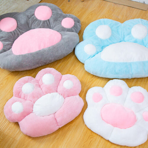 Blue Paw Shape Cushion Warm Lazy Sofa Decorative Pillow Backseat Plush Mat Decor - Image 7