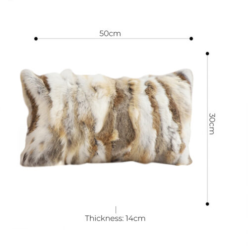 30cm Throw Pillow Coffee Rabbit Fur Lumbar Warm Cozy Decorative Cushion Decor - Image 4