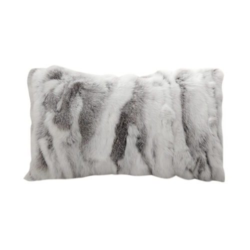 30cm Throw Pillow Floral Gray Rabbit Fur Lumbar Warm Cozy Decorative Cushion Decor