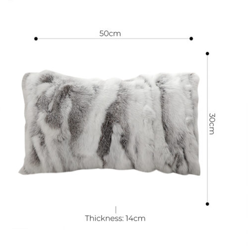 30cm Throw Pillow Floral Gray Rabbit Fur Lumbar Warm Cozy Decorative Cushion Decor - Image 4