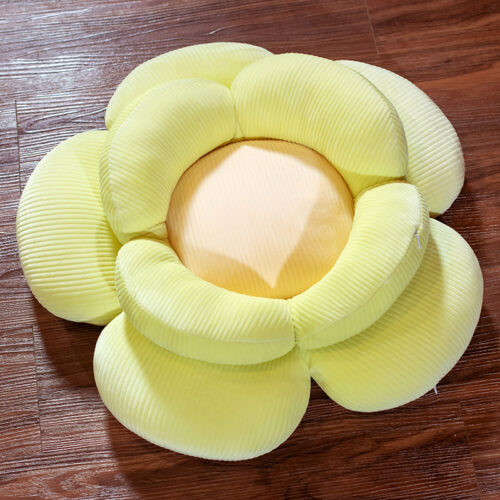 Green Double Flower Shape Cushion Soft Bedside Floor Plush Pillow Decor - Image 2