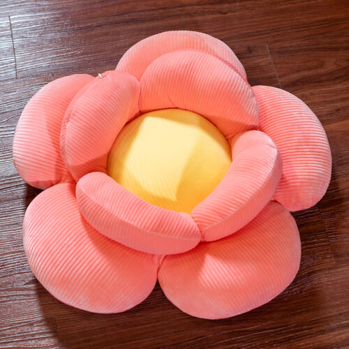 Red Double Flower Shape Cushion Soft Bedside Floor Plush Pillow Decor - Image 2