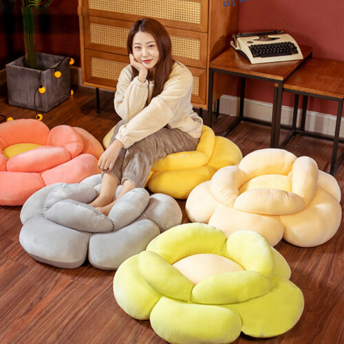 Red Double Flower Shape Cushion Soft Bedside Floor Plush Pillow Decor - Image 5