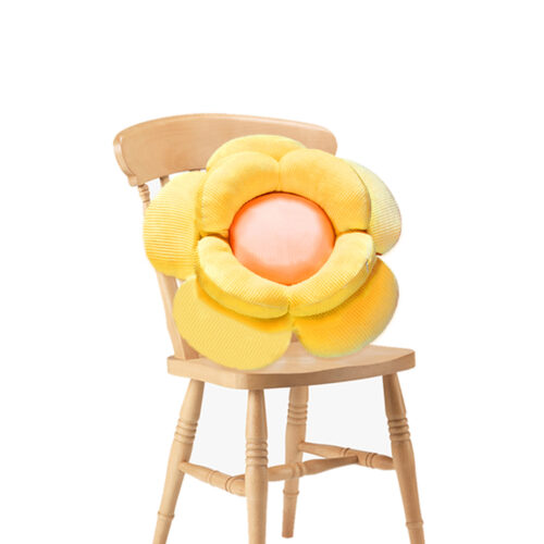 Yellow Double Flower Shape Cushion Soft Bedside Floor Plush Pillow Decor