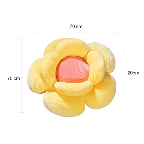 Yellow Double Flower Shape Cushion Soft Bedside Floor Plush Pillow Decor - Image 3