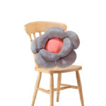Grey Double Flower Shape Cushion Soft Bedside Floor Plush Pillow Decor