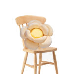 Beige Double Flower Shape Cushion Soft Bedside Floor Plush Pillow Decor