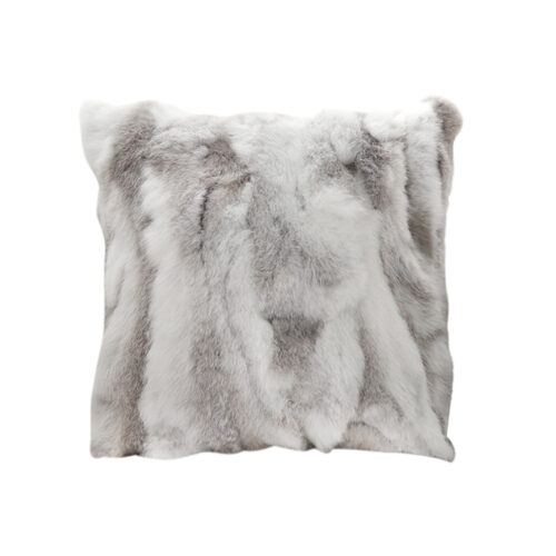 45cm Throw Pillow Floral Gray Rabbit Fur Square Warm Cozy Decorative Cushion Decor