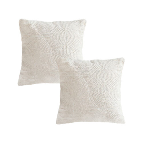 2x 50cm Beige Internet Celebrity 3D Arched Raised Pattern Throw Pillow