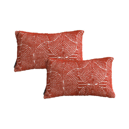 2x 30cm Cinnabar Pillow Perfect Burnt Indoor/Outdoor Corded Throw Red Set Lumbar Throw Pillow