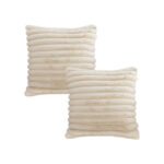 2x 45cm Fur Faux Rabbit Soft Decorative Covers Pack Cover Plush Off White Throw Pillow