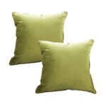 2x 45cm Subtle Fluorescent Green Foliage Velvet Square Throw Pillow